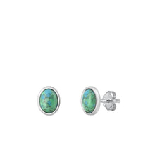 Load image into Gallery viewer, Sterling Silver Oxidized Genuine Turquoise Earrings-9.4mm
