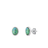 Sterling Silver Oxidized Genuine Turquoise Earrings-9.4mm