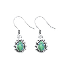Load image into Gallery viewer, Sterling Silver Oxidized Genuine Turquoise Bali Style Earring-11.3mm