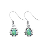 Sterling Silver Oxidized Genuine Turquoise Bali Style Earring-11.3mm