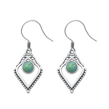 Load image into Gallery viewer, Sterling Silver Oxidized Genuine Turquoise Stone Earrings Face Height-17.6mm