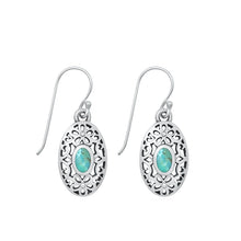Load image into Gallery viewer, Sterling Silver Oxidized Genuine Turquoise Earrings-17.2mm