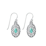 Sterling Silver Oxidized Genuine Turquoise Earrings-17.2mm