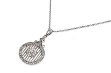 Load image into Gallery viewer, Sterling Silver Round Grill Clear CZ Necklace