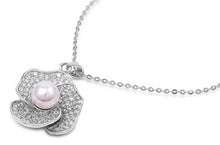 Load image into Gallery viewer, Sterling Silver Necklace Flower With CZ