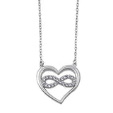 Sterling Silver Clear CZ Infinity in Heart Necklaces