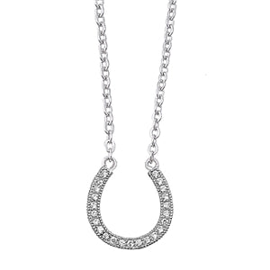 Sterling Silver Horseshoe Clear CZ Necklace