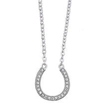 Load image into Gallery viewer, Sterling Silver Horseshoe Clear CZ Necklace