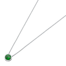 Load image into Gallery viewer, Sterling Silver Round Emerald CZ Bezel Solitaire Necklace