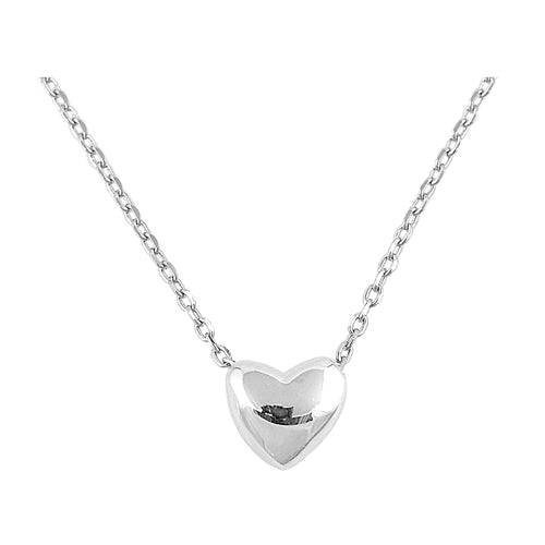 Sterling Silver Heart Necklace-6mm