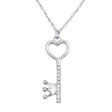 Sterling Silver Key Clear CZ Necklace