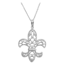 Load image into Gallery viewer, Sterling Silver Fleur De Lise Clear CZ Necklace