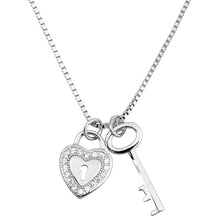 Load image into Gallery viewer, Sterling Silver Key To The Heart Clear CZ Necklace