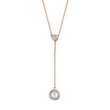 Load image into Gallery viewer, Sterling Silver Rose Gold Plated Double Rounds Clear CZ Necklace