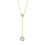 Sterling Silver Yellow Gold Plated Double Rounds Clear CZ Necklace