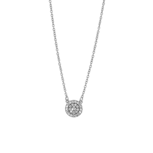 Sterling Silver Rhodium Plated Round Clear CZ Necklace