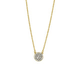 Sterling Silver Yellow Gold Plated Round Clear CZ Necklace