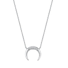 Load image into Gallery viewer, Sterling Silver Clear CZ Moon Necklace