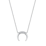 Sterling Silver Clear CZ Moon Necklace