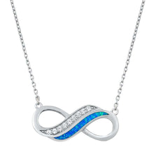 Load image into Gallery viewer, Sterling Silver Infinity Blue Opal CZ Necklaces