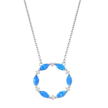 Load image into Gallery viewer, Sterling Silver Butterfly Blue Opal CZ Necklaces