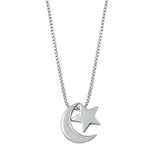 Sterling Silver Crescent Moon And Star Necklace