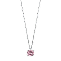 Sterling Silver Pink CZ Solitaire Necklace