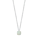 Sterling Silver White Lab Opal Necklace