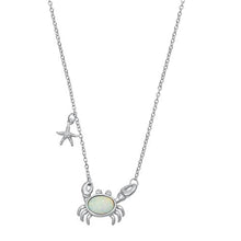 Load image into Gallery viewer, Sterling Silver Starfish Crab White Lab Opal Necklace