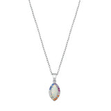 Sterling Silver Marquise White Lab Opal And Multi Colored CZ Necklace