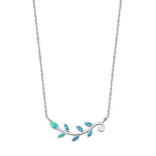 Load image into Gallery viewer, Sterling Silver Blue Lab Opal Tree Branch Necklace