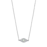 Sterling Silver Eye White Lab Opal And Clear CZ Necklace