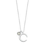 Sterling Silver Oxidized Moon Moonstone Necklace Length-16+2inches Extension