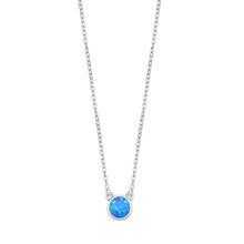 Load image into Gallery viewer, Sterling Silver Round Blue Lab Opal Necklace