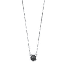 Sterling Silver Round Black Agate Necklace