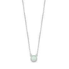 Load image into Gallery viewer, Sterling Silver Round White Lab Opal Necklace Length-15+3inches Extension