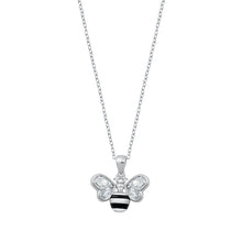 Load image into Gallery viewer, Sterling Silver Rhodium Plated Bee CZ Necklace
