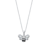 Sterling Silver Rhodium Plated Bee CZ Necklace