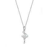 Sterling Silver Rhodium Plated Ballerina Necklace Length-16+2inches Extension, Charm Height-15mm