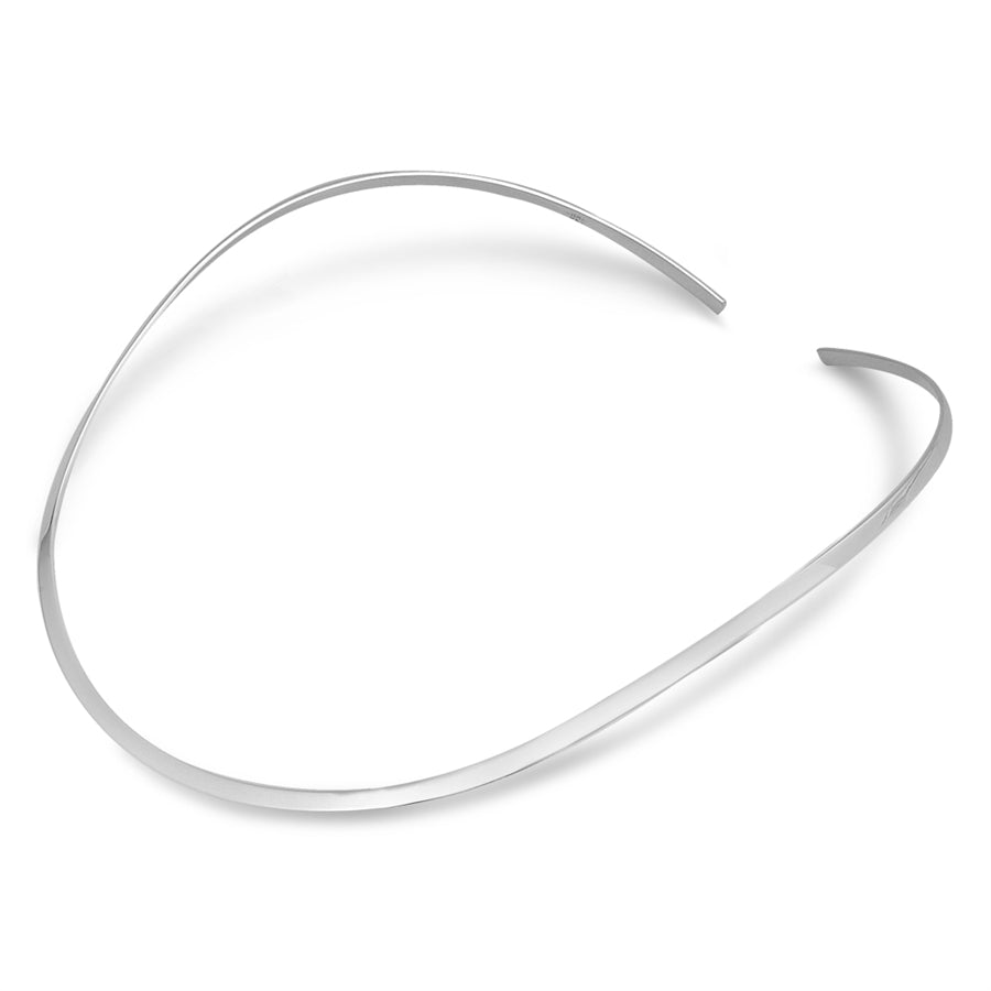 Sterling Silver Flat Choker Necklace-18inches