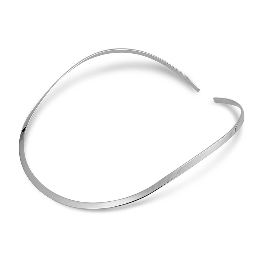 Sterling Silver Choker Flat Necklace-4mm