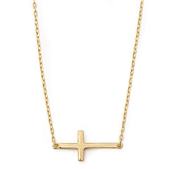 Sterling Silver Gold Plated Sideway Cross Necklace