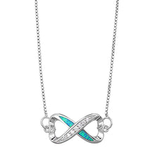 Load image into Gallery viewer, Sterling Silver Italian Blue Lab Opal Infinity Necklaces