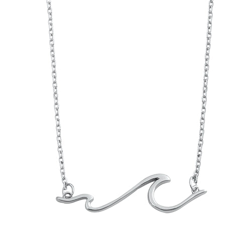 Sterling Silver Wave Necklace-8mm