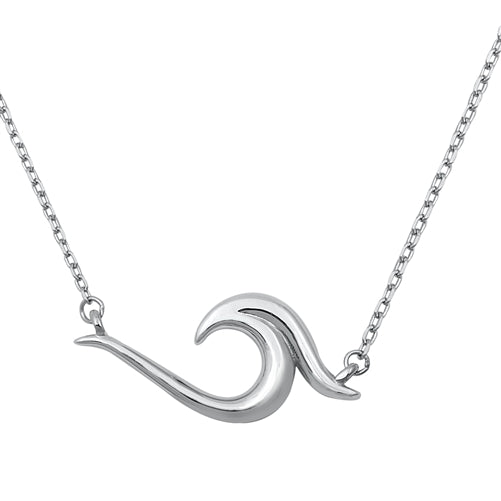 Sterling Silver Wave Necklace-10mm