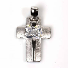 Load image into Gallery viewer, Sterling Silver With Clear Cubic Zirconia Cross PendantAnd Height 35mm