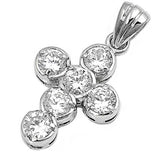 Sterling Silver With Clear Cubic Zirconia Cross PendantAnd Pendant Height 33mm
