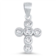 Load image into Gallery viewer, Sterling Silver Fancy Cross Pendant Made up of Round Clear CZ StonesAnd Pendant Height of 17MM