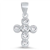 Sterling Silver Fancy Cross Pendant Made up of Round Clear CZ StonesAnd Pendant Height of 17MM