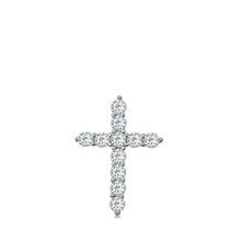 Load image into Gallery viewer, Sterling Silver Rhodium Plated Cross Clear CZ Pendant Pendant Height-23mm